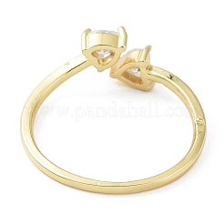 Rack Plating Brass Micro Pave Clear Cubic Zirconia Cuff Rings&nbsp;RJEW-C043-13G