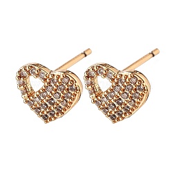 Brass Micro Pave Clear Cubic Zirconia Stud Earrings for Women&nbsp;EJEW-G428-25G-05