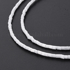 ガラスシルクステインスタイルビーズ連売り  チューブ  乳白色  1.5~5x2mm  穴：0.8mm  約185~187個/連  15.55インチ〜15.75インチ（39.5~40cm）&nbsp;GLAA-N047-001A-07