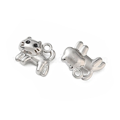 合金ペンダント  猫の形のチャーム  エナメル  ラックめっき  長持ちメッキ  プラチナ  13x14.5x6mm  穴：1.8mm&nbsp;AL-CBA5609-15P