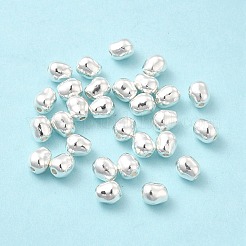 長持ちメッキ合金ビーズ  カドミウムフリー＆ニッケルフリー＆鉛フリー  ポテト  銀  7x6mm  穴：1.4mm&nbsp;FIND-C020-12S