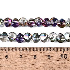 電気メッキ透明ガラスビーズ連売り  ナゲット  トップ掘削  オリーブドラブ  6.5x7.5x4.5~5mm  穴：0.8~1mm  約99~100個/連  21.26~22.24インチ（54~56.5cm）&nbsp;EGLA-Q133-01A-06