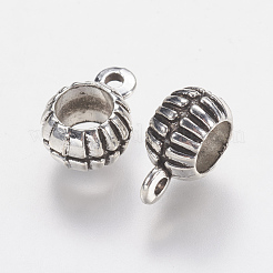 チベットスタイルの合金チューブベイル  ループベイル  ロンデル  アンティークシルバー  11x7.6x5.5mm  穴：1.5mm  内径：5mm&nbsp;PALLOY-F202-26AS