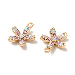 ラックメッキ合金パンツ  ガラスと  ニッケルフリー  花のチャーム  ゴールドカラー  19x16x4.5mm  穴：1.8mm&nbsp;PALLOY-Q443-02G