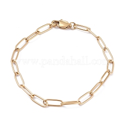 PVD Vacuum Plating 304 Stainless Steel Paperclip Chain Bracelets&nbsp;BJEW-I295-15G