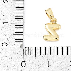 真鍮製チャーム  文字L  カドミウムフリー＆鉛フリー  長持ちメッキ  ラックめっき  文字Z  10x7x2.5mm  穴：3x5mm&nbsp;KK-G522-54Z-G