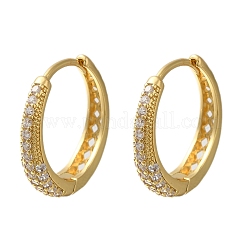 Rack Plating Brass Micro Pave Cubic Zirconia Hoop Earrings&nbsp;EJEW-H143-25G-01