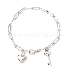 304 Stainless Steel Paperclip Chains Charm Bracelets for Women&nbsp;BJEW-JB11950-02