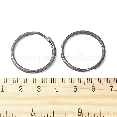 アイアン製キーリング  ダブルループ丸カン  ラックめっき  ガンメタ色  25~25.5x2.5mm  内径：21.5~22mm&nbsp;FIND-B046-07A-B-1
