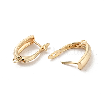 Rack Plating Brass Hoop Earring Findings with Latch Back Closure&nbsp;KK-D083-01G-1