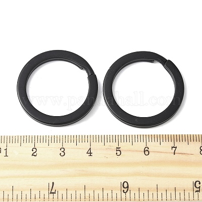 アイアン製キーリング  ダブルループ丸カン  ラックめっき  ガンメタ色  30x3mm  内径：23mm&nbsp;FIND-B046-06B-B-1