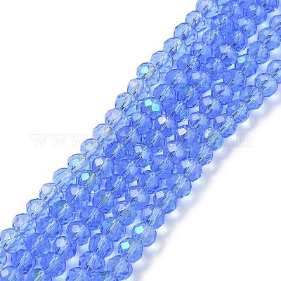 電気メッキガラスビーズセット 半分虹メッキ 多面カット ロンデル 