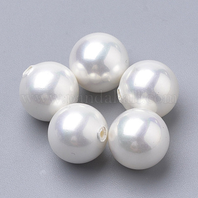 シェルパールビーズ  片穴  ラウンド  乳白色  8mm  半分穴：1mm&nbsp;X-BSHE-T008-8mm-1
