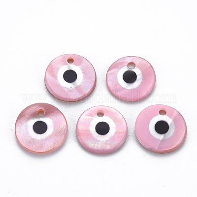 Printed Freshwater Shell Charms&nbsp;SHEL-S276-144-1