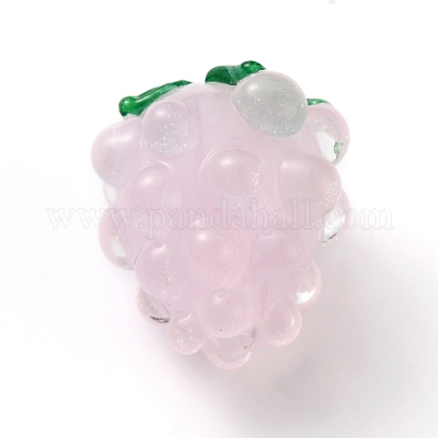 ガラスビーズ  バンピー  葡萄  ピンク  14x12mm  穴：2mm&nbsp;GLAA-WH0033-34A-1