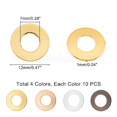 真鍮製フレームコネクター  ドーナツ  ミックスカラー  12x1mm  4色  10個/カラー  40個/箱&nbsp;KK-PH0002-17-1