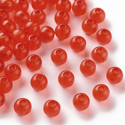 透明なアクリルビーズ  ラウンド  レッド  6x5mm  穴：1.8mm  約4400個/500g&nbsp;MACR-S370-A6mm-712-1
