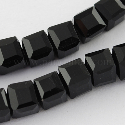 ガラスビーズ連売り  多面カット  キューブ  ブラック  7~8x7~8x7~8mm  穴：1.5mm  約97~100個/連  70~71cm&nbsp;LS-GLAA-R041-8x8mm-20-1