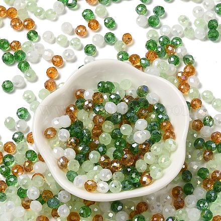 ガラスビーズ  多面カット  ロンデル  ダークシーグリーン  6x5mm  穴：1mm  約2360個/500g&nbsp;EGLA-A034-LM6mm-55-1