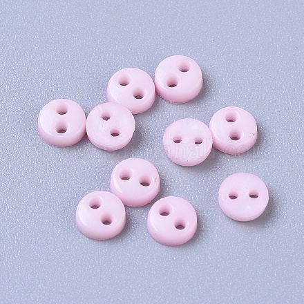 ナイロン小さなボタン  マイクロボタン  縫製のボタン  2穴  パールピンク  4.5x1.5mm  穴：0.8mm&nbsp;X-BUTT-WH0014-28P-1