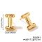 Brass Stud Earrings, Golden, Letter I, 17x11mm