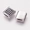 Brass Micro Pave Cubic Zirconia Beads, Cadmium Free & Lead Free, Square, Platinum, 9x9x3.5mm, Hole: 2x5mm