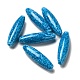通常のランプワークビーズ  スパゲッティビーズ  斑点のある楕円形  ドジャーブルー  41~42x12mm  穴：2mm&nbsp;FOIL-C001-04B-1