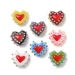 Baking Paint Glass Bumpy Beads Heart, with Enamel, Mixed Color, 16~17x18x7mm, Hole: 1.2mm