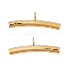 304 Stainless Steel Tube Bails, Curved Tube, Real 14K Gold Plated, 7.5x20~22x3mm, Hole: 2.3mm, Inner Diameter: 2.6mm