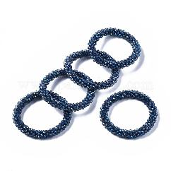 Faceted Transparent Glass Beads Stretch Bracelets, Pearl Luster Plated, Rondelle, Marine Blue, Inner Diameter: 2 inch(5cm)