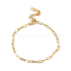 Ion Plating(IP) 304 Stainless Steel Paperclip Chain Bracelet for Women, Real 14K Gold Plated, 6-1/2 inch(16.4cm)