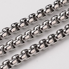 Tarnish Resistant 304 Stainless Steel Box Chains, with Spool, Unwelded, Stainless Steel Color, 4x4mm, about 32.8 Feet(10m)/roll