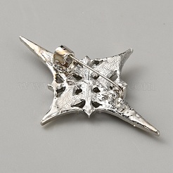 バックパック服用の合金ラインストーンラペルピン  スター  プラチナ  47x33.5mm&nbsp;JEWB-WH0028-117B