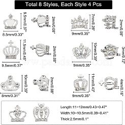 32Pcs 8 Style Crown Alloy Rhinestone Nail Art Cabochons&nbsp;MRMJ-FH0001-20