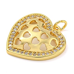 Rack Plating Brass Micro Pave Clear Cubic Zirconia Pendants&nbsp;KK-Z063-10G-01