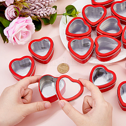 Tinplate Heart Shaped Gift Boxes with Clear Window Lid&nbsp;CON-WH0112-033