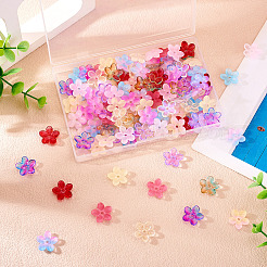 130個 13色透明スプレーペイントガラスビーズ  花  ミックスカラー  15.5x16x3.5mm  穴：1.8mm  10個/カラー&nbsp;GLAA-TA0003-22