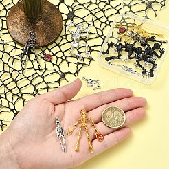 12個6スタイルのハロウィン合金ペンダントセット  スケルトンチャーム  ミックスカラー  25.5~63x13.5~27x2.5~3.5mm  穴：1.5~2mm  2個/スタイル&nbsp;FIND-YW0006-25