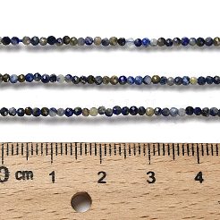 天然石ラピスラズリビーズ連売り  多面カットラウンド  2mm  穴：0.5mm  約175~233個/連  15.16''~15.35''（38.5~39センチメートル）&nbsp;G-RM2025-A21-2mm