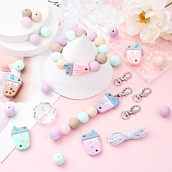 DIY Bubble Tea & Round Silicone Keychain Making Kits&nbsp;DIY-YW0011-19