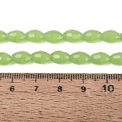 ジェイド風ガラスビーズ連売り  ライス  多面カット  薄緑  8~9x5~6mm  穴：0.9~1mm  約67~68個/連  22.83~23.62インチ（58~60cm）&nbsp;GLAA-N071-01A-B03
