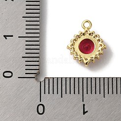 真鍮マイクロパヴェクリアキュービックジルコニアペンダント  18KGP本金メッキ  菱形  レッド  11.5x9.5x3mm  穴：1mm&nbsp;KK-S391-01G-C