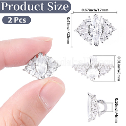 イヤホン装飾アクセサリー用合金ラインストーンクリップ2個  プラチナ  花  12x17x8mm  穴：4mm&nbsp;FIND-CP0003-61A