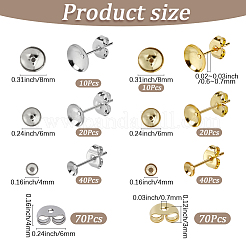 Stainless Steel Half Round Stud Earring Findings&nbsp;STAS-SP0002-03