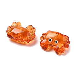 透明なガラスエナメルビーズ  カニ  ダークオレンジ  15x21x8mm  穴：1.4mm&nbsp;LAMP-V001-08I