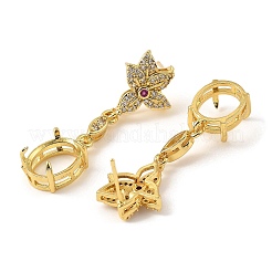 ラックメッキ真鍮、キュービックジルコニアスタッドピアス  鉛フリー＆カドミウムフリー  花  ゴールドカラー  41x13mm  ピン：1mm&nbsp;KK-Z085-09G