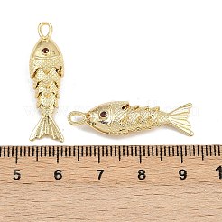 真鍮製マイクロパヴェキュービックジルコニアペンダント  魚のチャーム  ラックめっき  長持ちメッキ  鉛フリー＆カドミウムフリー  18KGP本金メッキ  30.5x8.5x6mm  穴：3x1.5mm&nbsp;KK-A269-01B-G