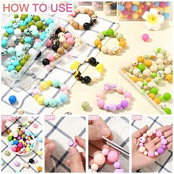 90Pcs 9 Styles Round Silicone Focal Beads&nbsp;SIL-YW0001-77