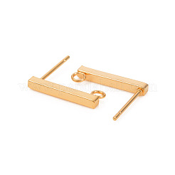 304ステンレススチールスタッドピアス金具  カン付き  長方形  ゴールドカラー  15.2x2mm  穴：1.8mm&nbsp;STAS-L244-14A-G