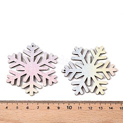 PUレザービッグペンダント  クリスマステーマ  カラフル  スノーフレーク  54x49x2.5mm  穴：1.6mm&nbsp;FIND-N005-73F